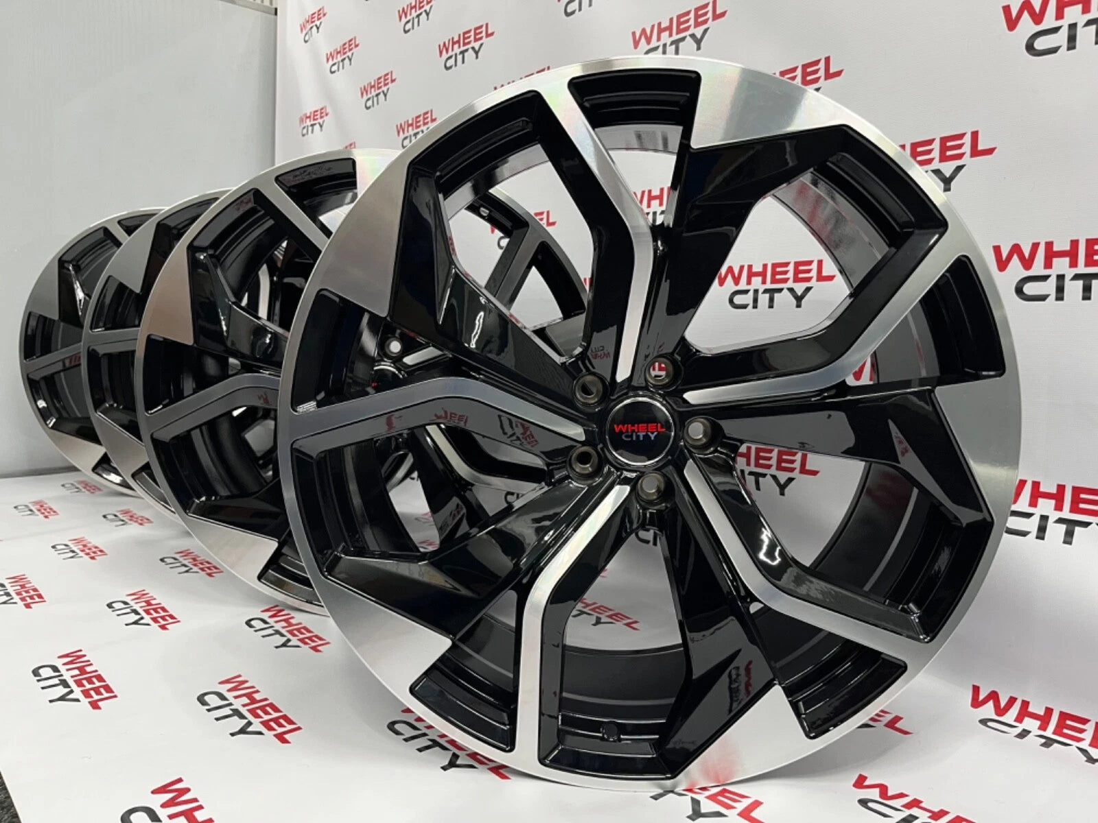 22" Audi Q8 Style Gloss Black Polished Alloys